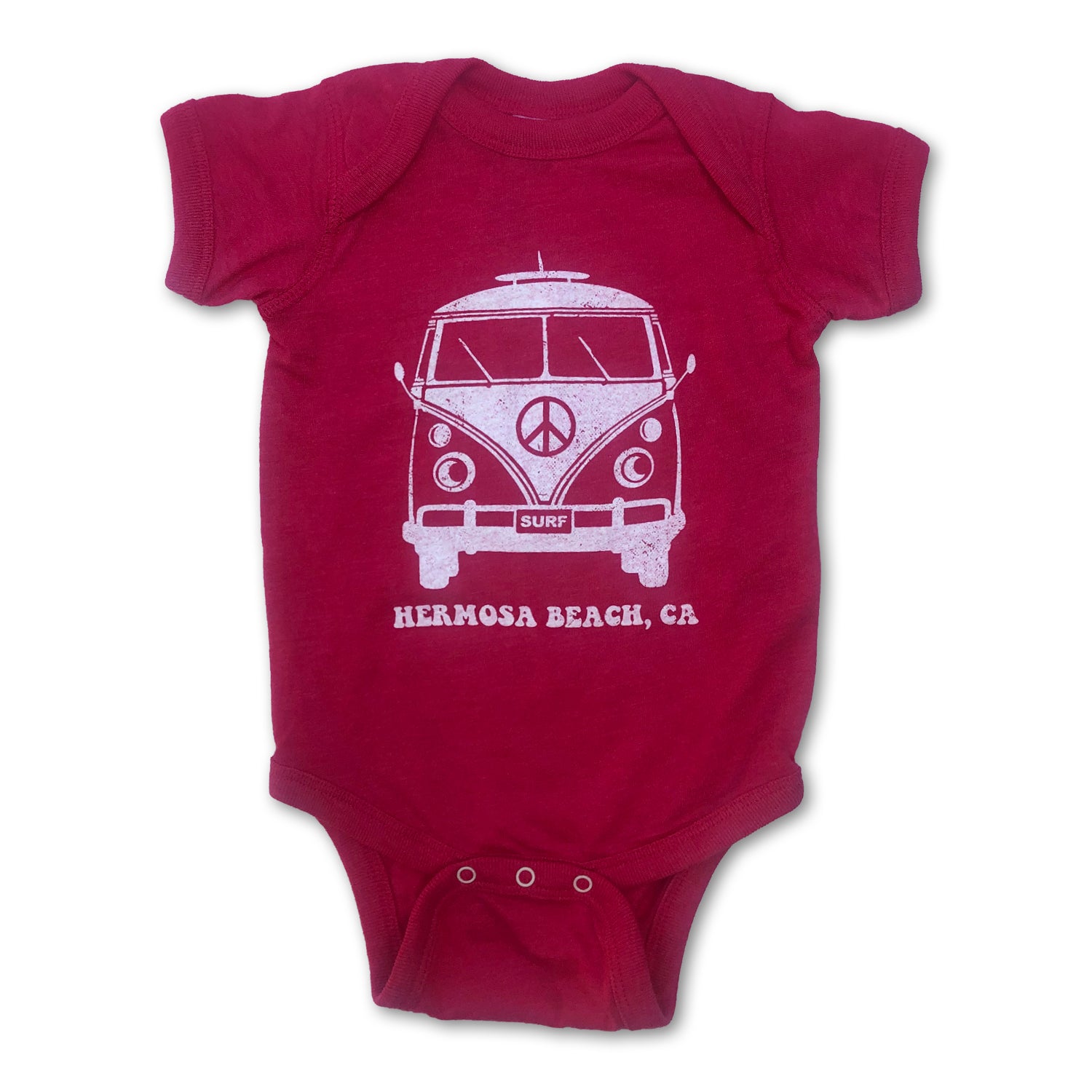 Sol Baby Hermosa Beach Peace Surf Bus Hot Pink Bodysuit