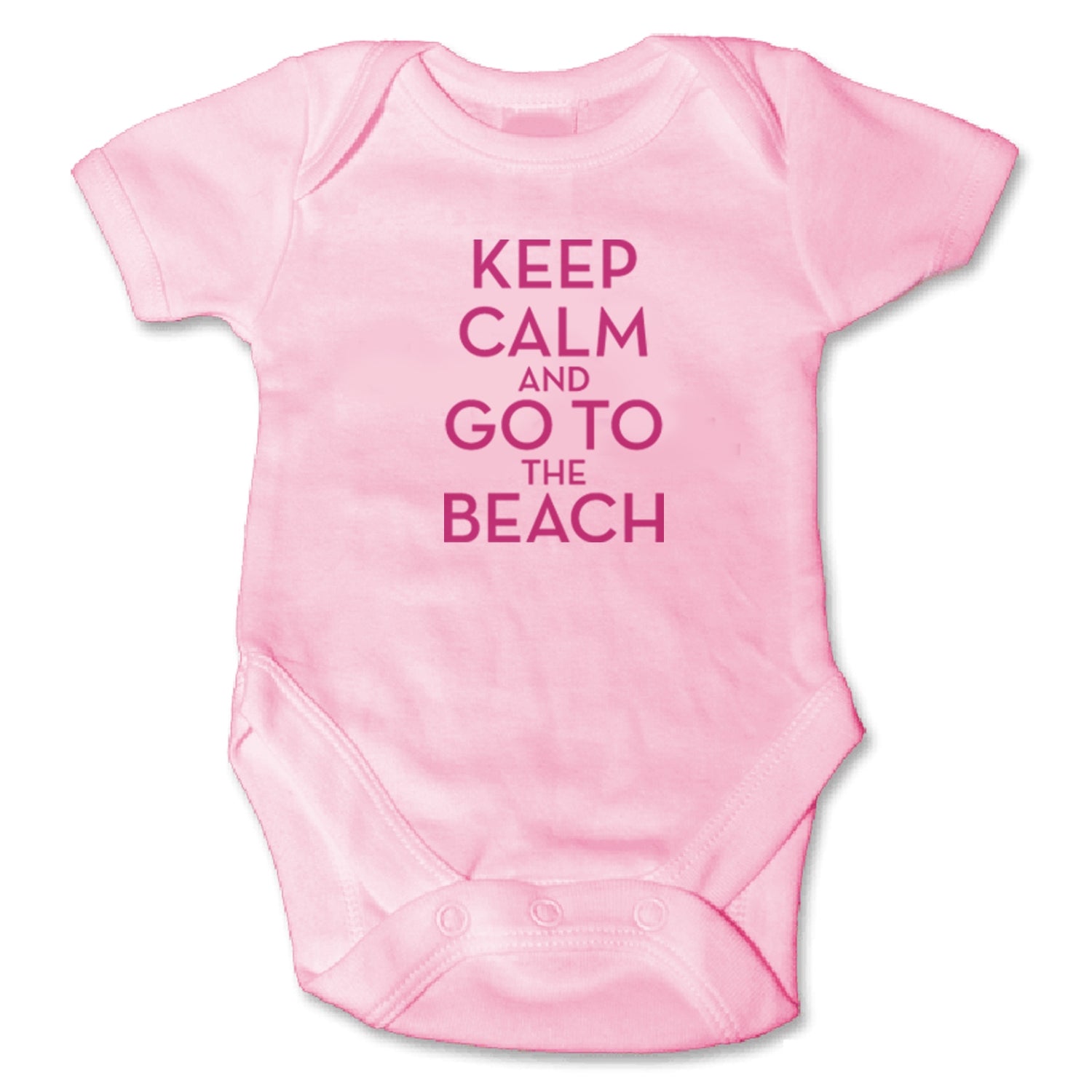 Sol Baby Keep Calm and Go To The Beach Pink Bodysuit