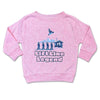 Pink sweatshirt with 'Lift Line Legend' graphic on a white background