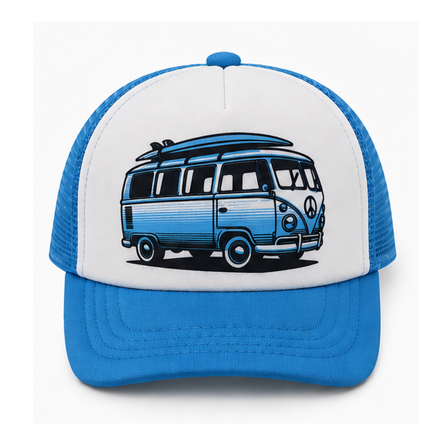 Sol Baby Surf Bus Aqua Trucker Hat — updated graphic front view
