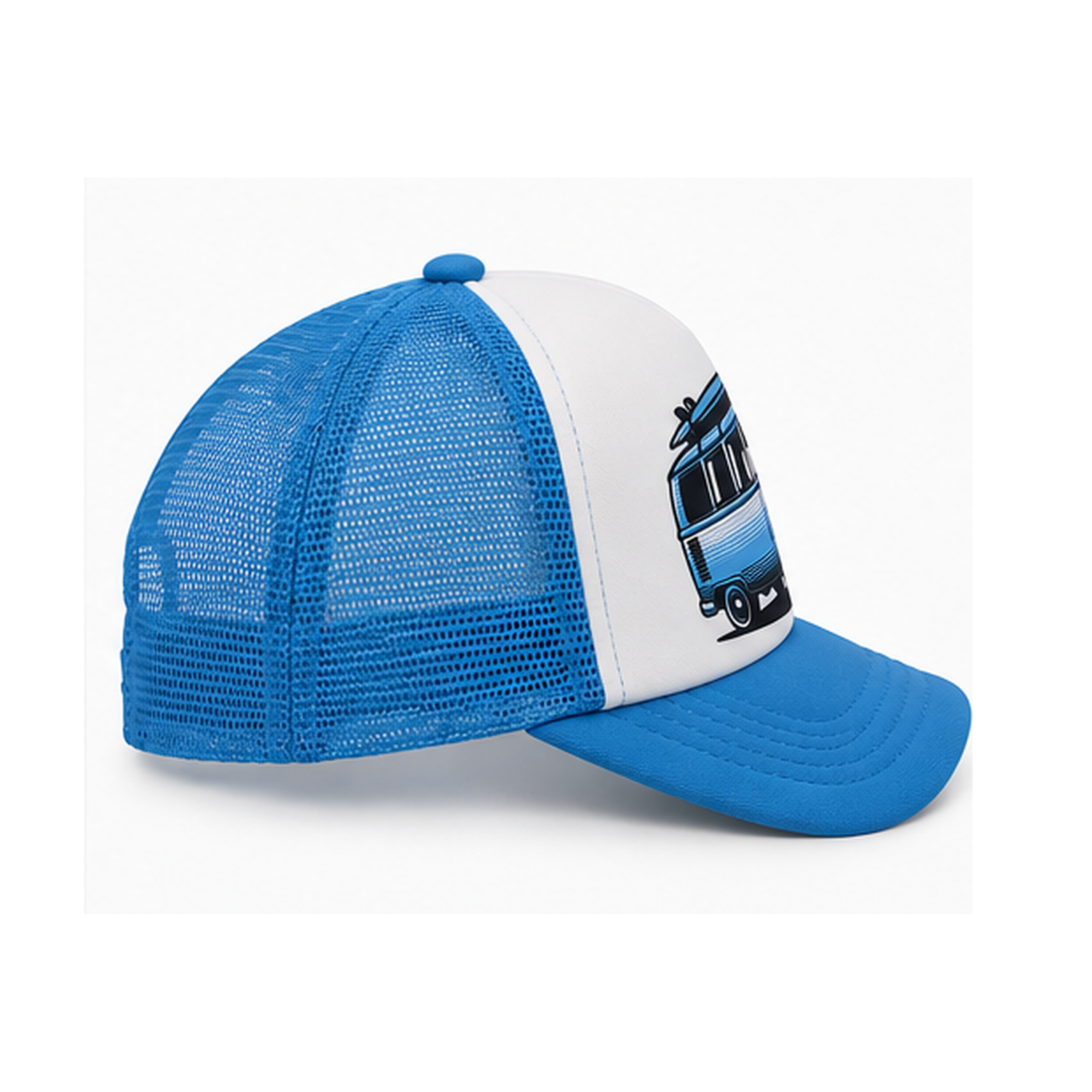 Sol Baby Surf Bus Aqua Trucker Hat — updated graphic side view