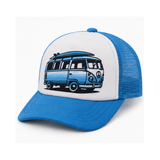 Sol Baby Surf Bus Aqua Trucker Hat — updated graphic three quarter view