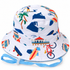 Sol Baby South Bay print reversible bucket hat with blue adjustable chin strap