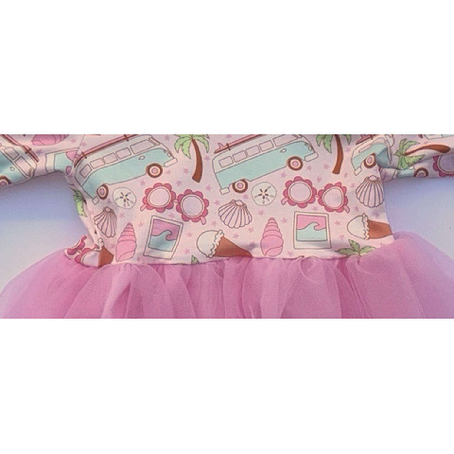 Sol Baby Summertime Surf Bus pink tutu dress waist seam