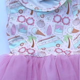 Sol Baby Summertime Surf Bus Sleeveless Tutu Dress — beach print detail