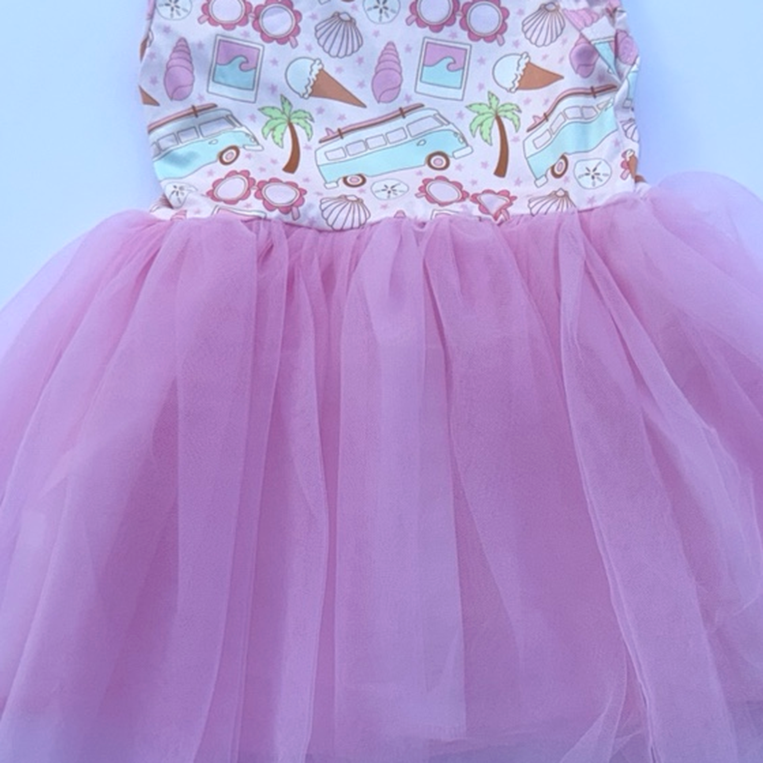 Sol Baby Summertime Surf Bus Sleeveless Tutu Dress — waist seam detail