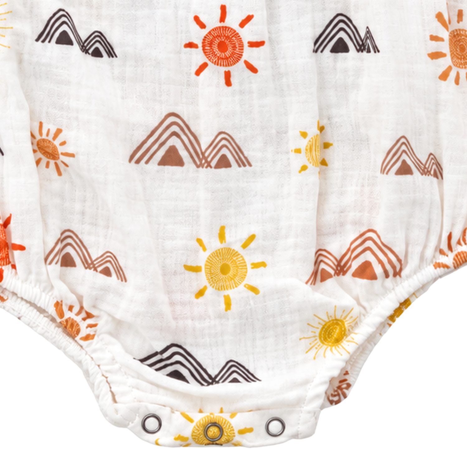 Sol Baby Sun-Mountain Bubble Romper — crotch snaps detail