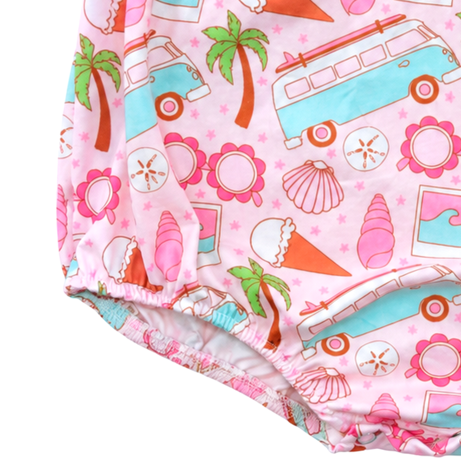 Sol Baby Summertime Surf Bus Bubble Romper — elastic view