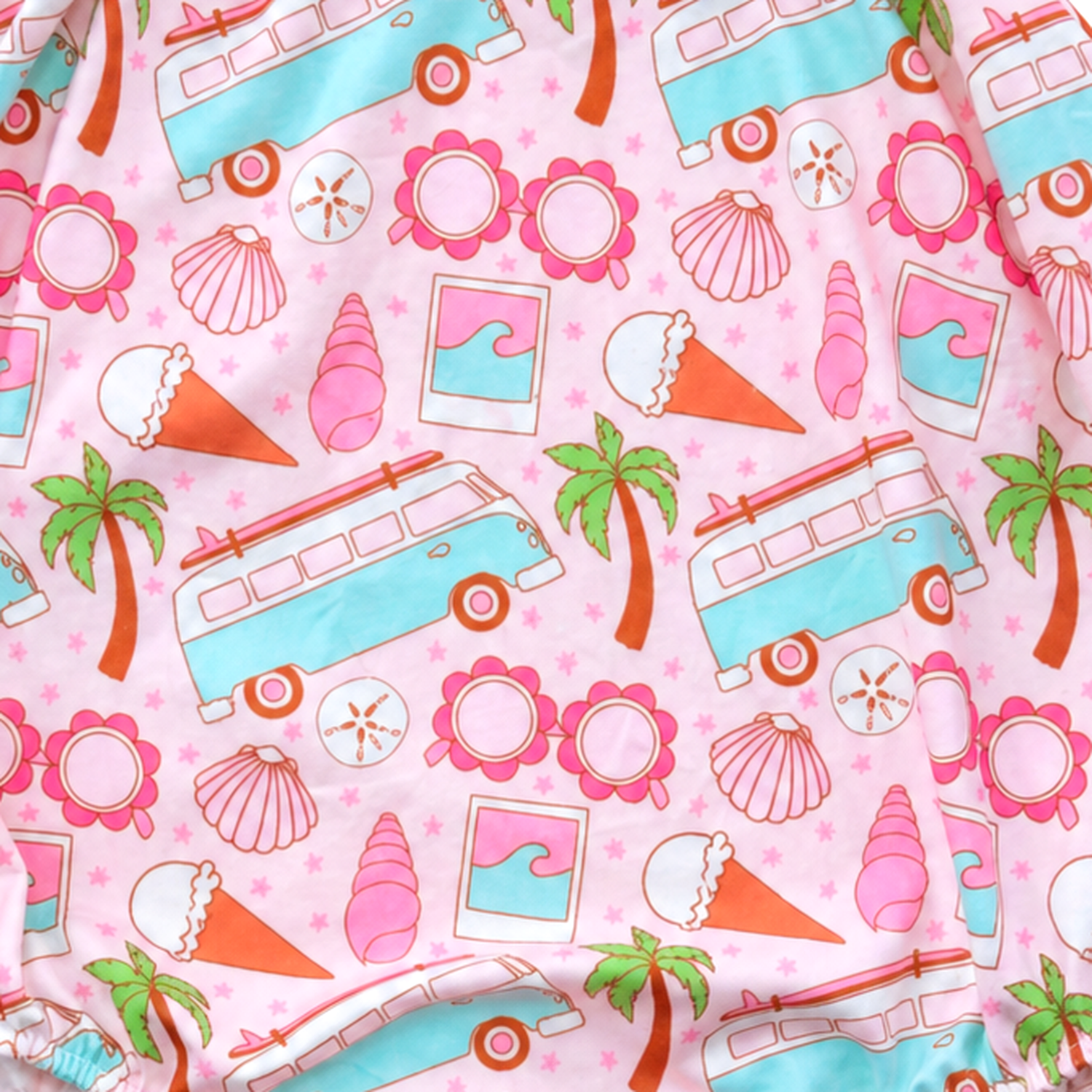 Sol Baby Summertime Surf Bus Bubble Romper — fabric view