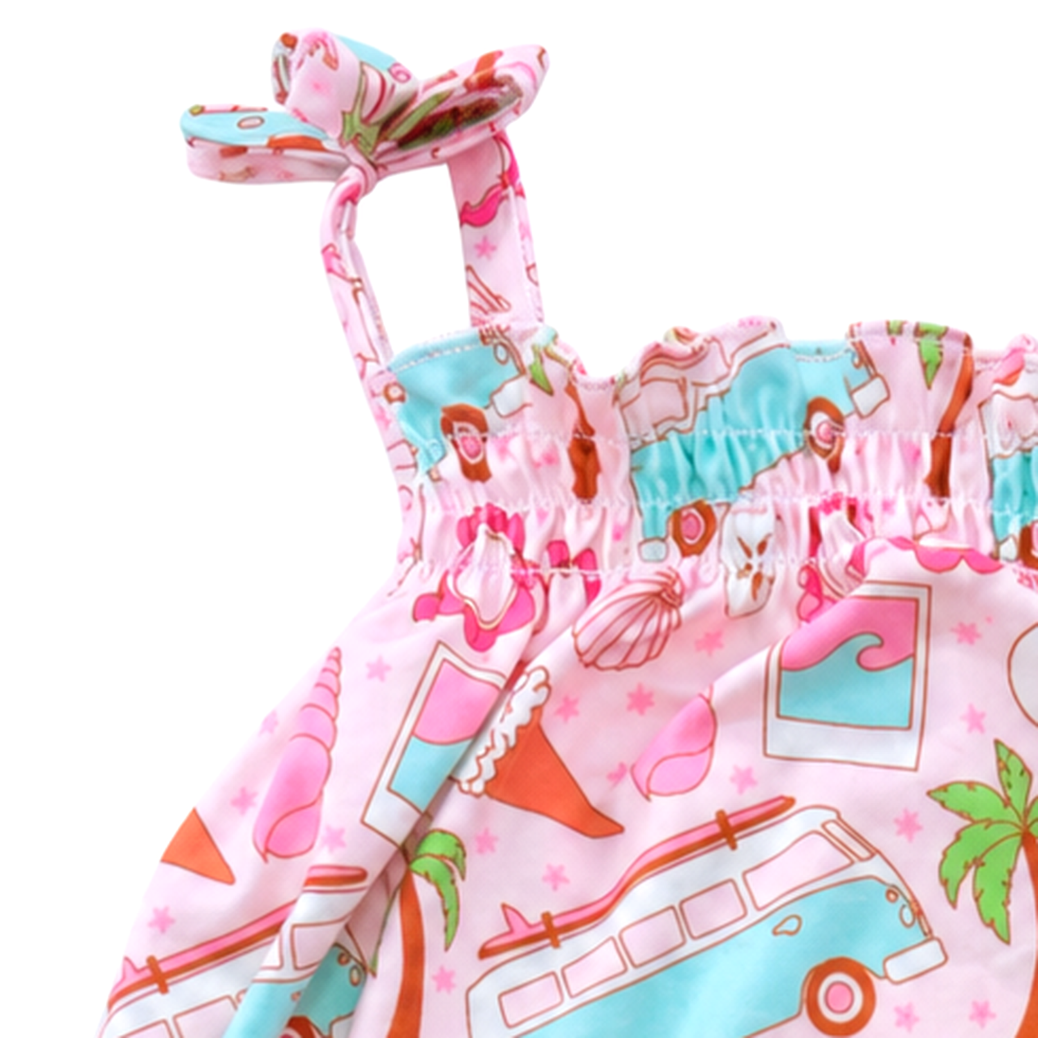 Sol Baby Summertime Surf Bus Bubble Romper — shoulder view