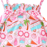 Sol Baby Summertime Surf Bus Bubble Romper — smocked view