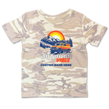 Camouflage t-shirt with outdoor graphic and 'Outdoor Vibes' text on a white background