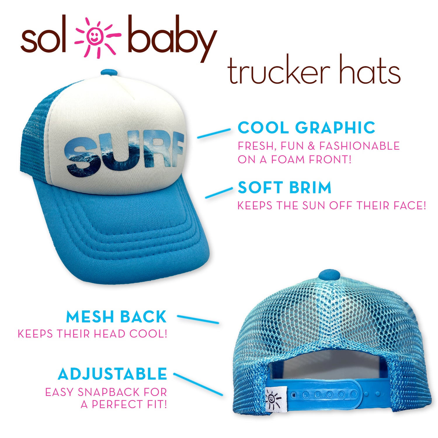 Aqua Surf Image Trucker Hat | Sol Baby L(5-12y)
