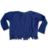 Born By the Shore Midnight Blue Long Sleeve Fringe Top