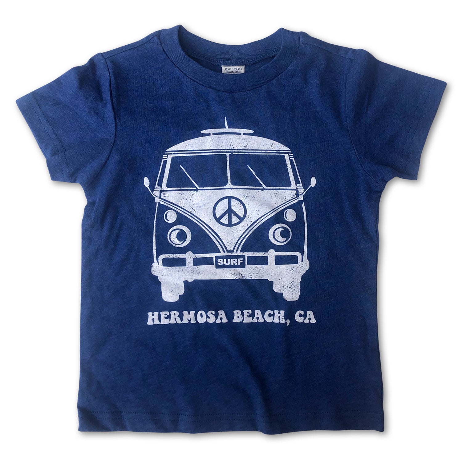 Sol Baby Hermosa Beach Peace Surf Bus Vintage Blue Tee