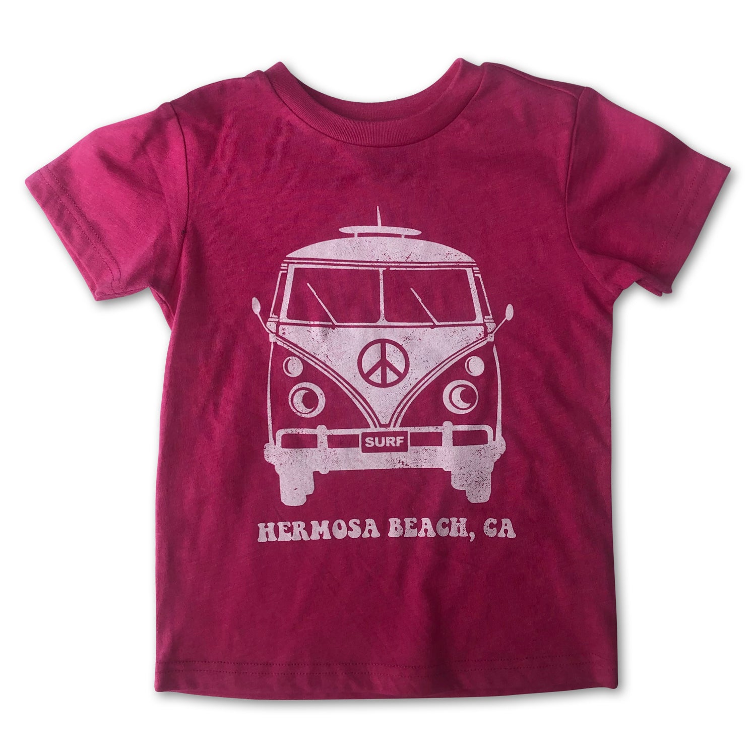 Sol Baby Hermosa Beach Peace Surf Bus Hot Pink Tee