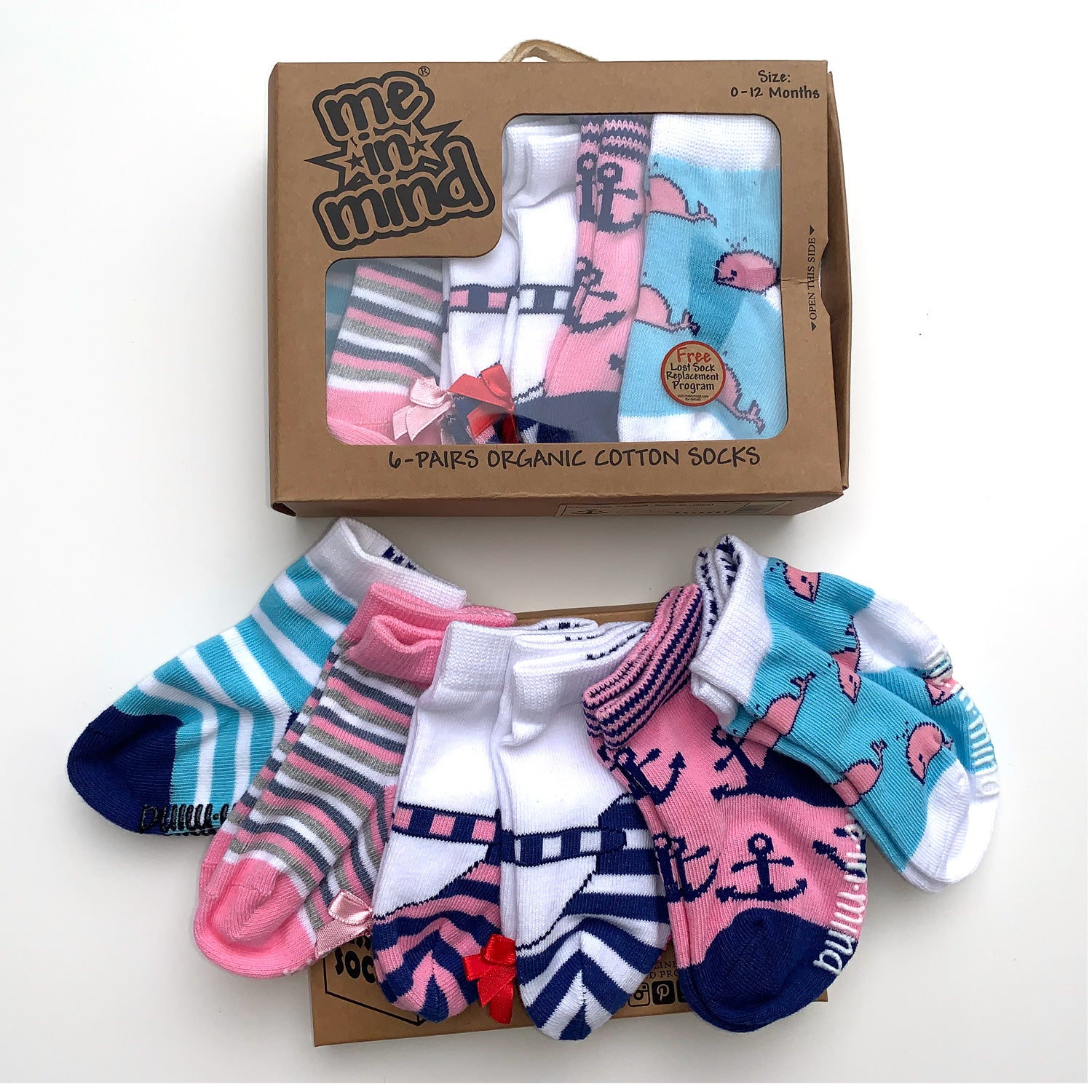 Me in Mind Girls Nautical Box of 6 Pair Infant Socks
