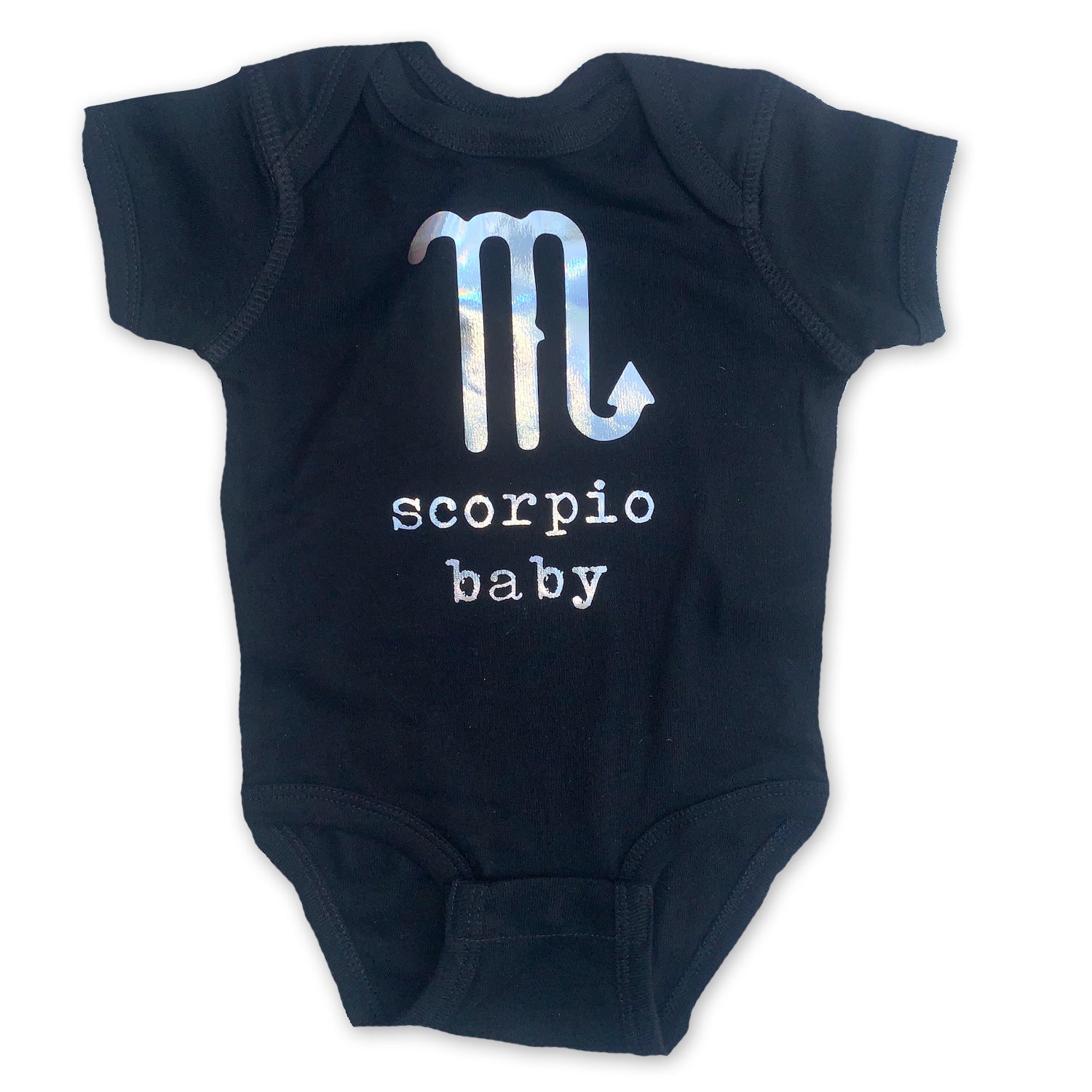 Sol Baby Silver Foil Zodiac Black Bodysuit for $18.00 now at Sol Baby!
