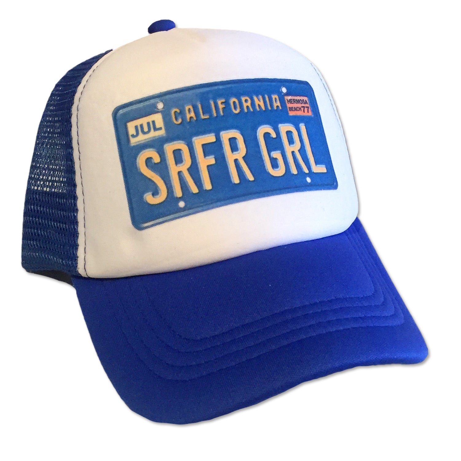 Sol Baby Surfer Girl California License Plate Trucker Hat